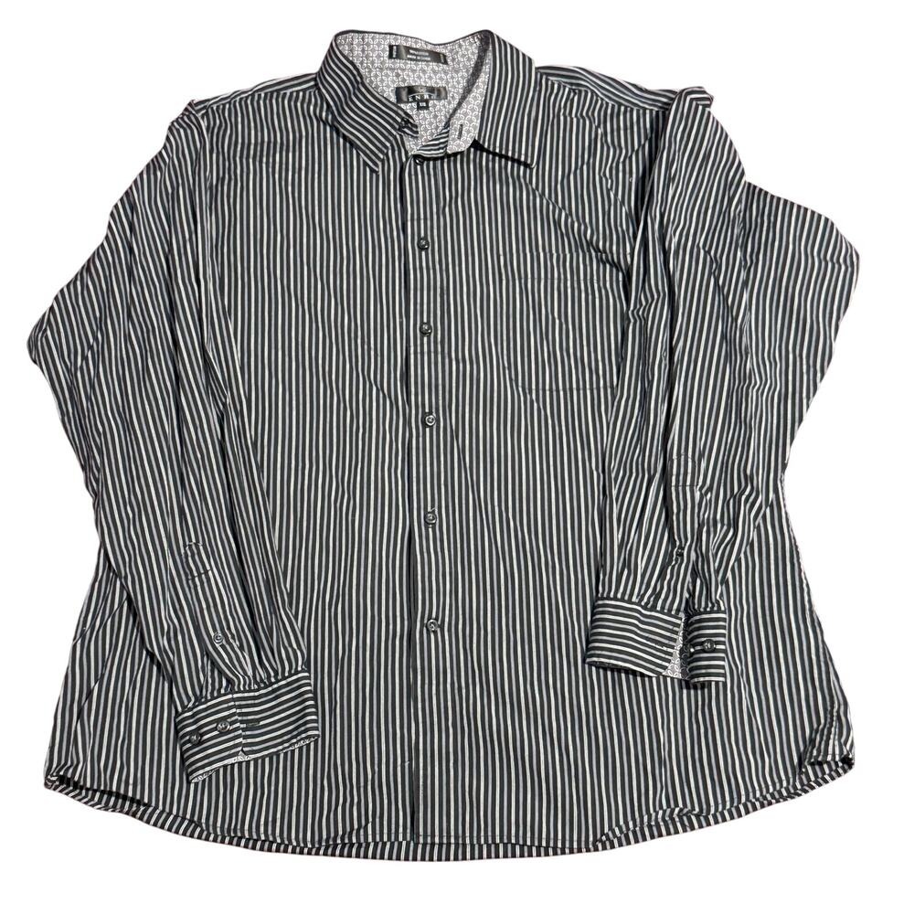 Enro XXL Black White‎ Striped Button Down Long Sleeve Non Iron Mens